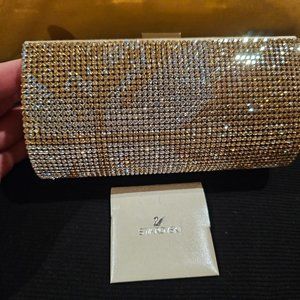 Swarovski Gold and Silver Crystal Clutch Bag-Swan Pattern-Mint